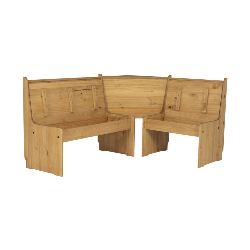 Altizer 5-Person Solid Pine Wood Corner Breakfast Nook with Hidden Storage, Natural