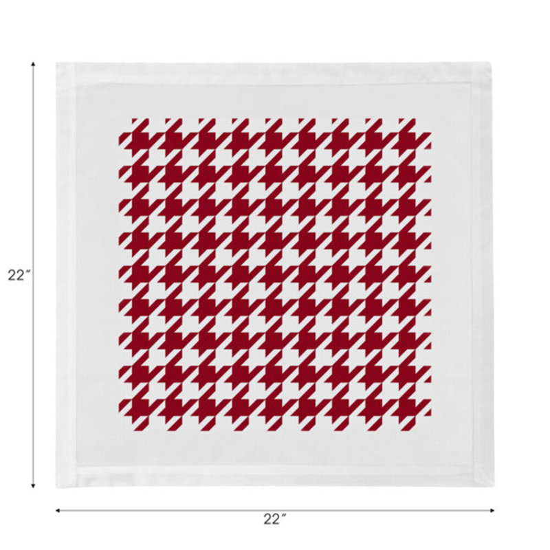 Houndstooth Cotton Blend Square Napkins, Red White