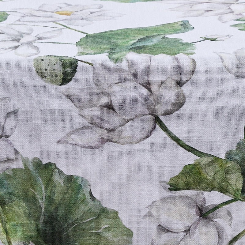  White Lotus Green Floral Table Runner 14" x 54"