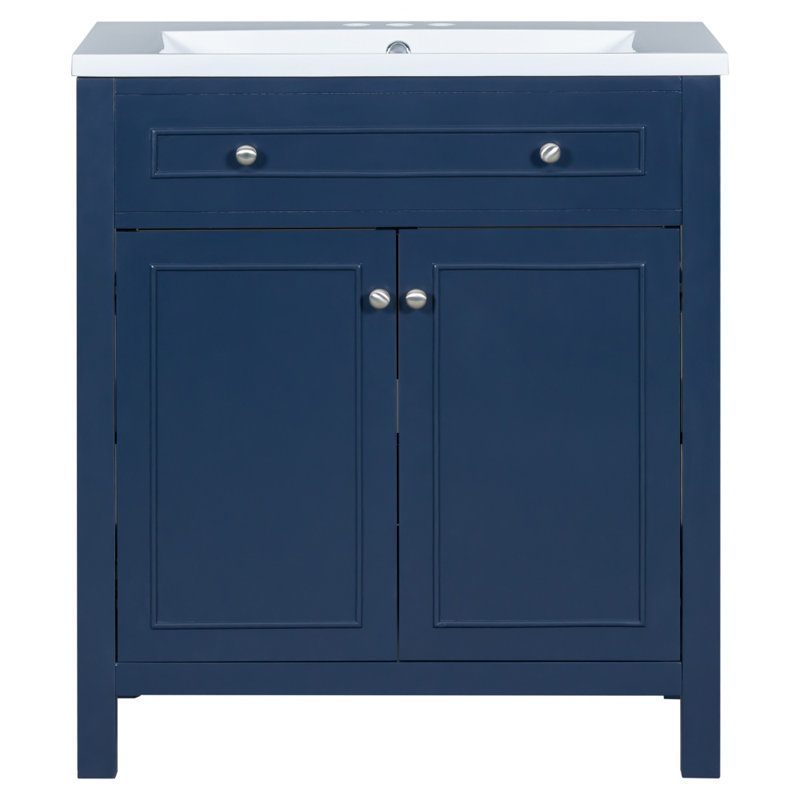 Armoire de meuble-lavabo 30 po avec comptoir d'évier, armoire de rangement pour salle de bain avec 2 portes et tablette réglable