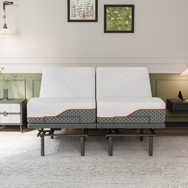 Adjustable Bed with Hybrid Mattress, Massage, Wireless Remote, App Control, Zero Gravity, Underbed Light, USB & Type C Ports on both sides