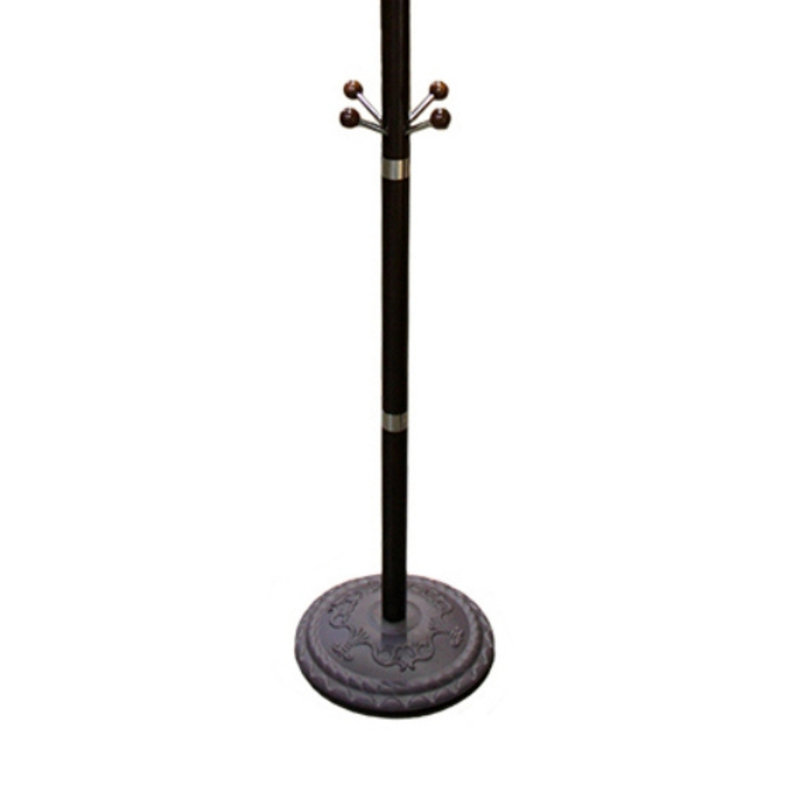 73" Tall Chrome And Wood Coat Rack, Brown