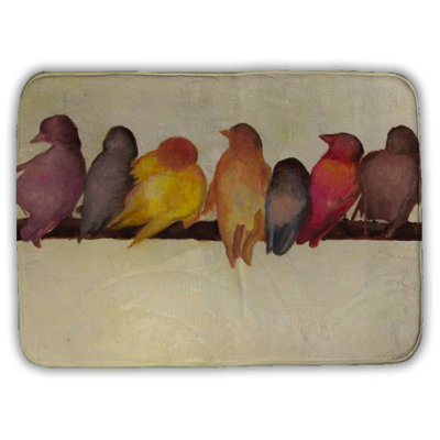Bird family Bath Mat with Non-Slip Backing - Quick Dry Memory Foam Bathroom Rug - Absorbent - Modern Plush Spa-Style - Machine Washable