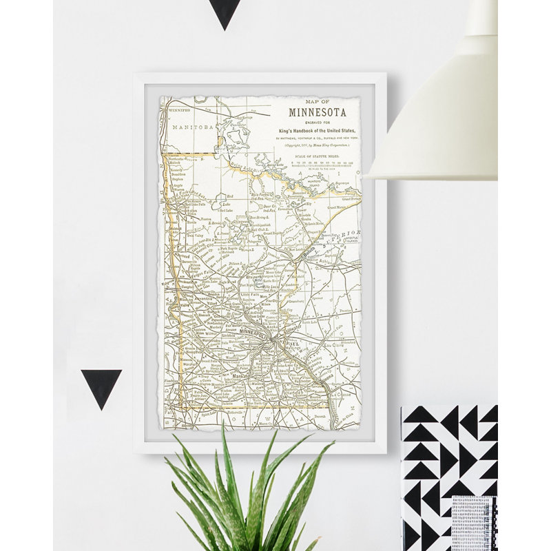 Minnesota Outline - cadre photo, impression, H 24 po x l 16 po x P 1,5 po