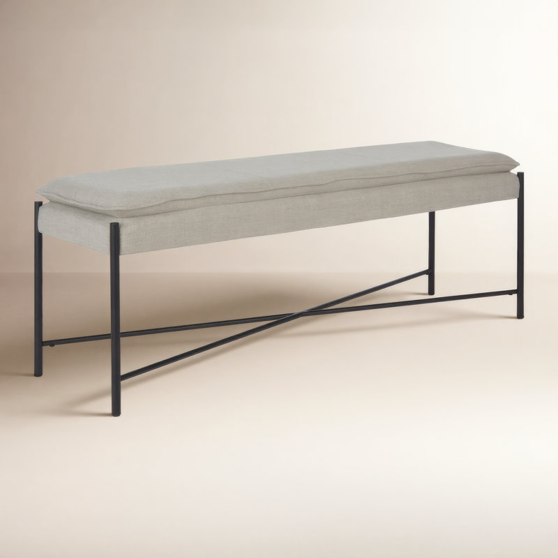 Banc rembourré Braylon, Gris clair