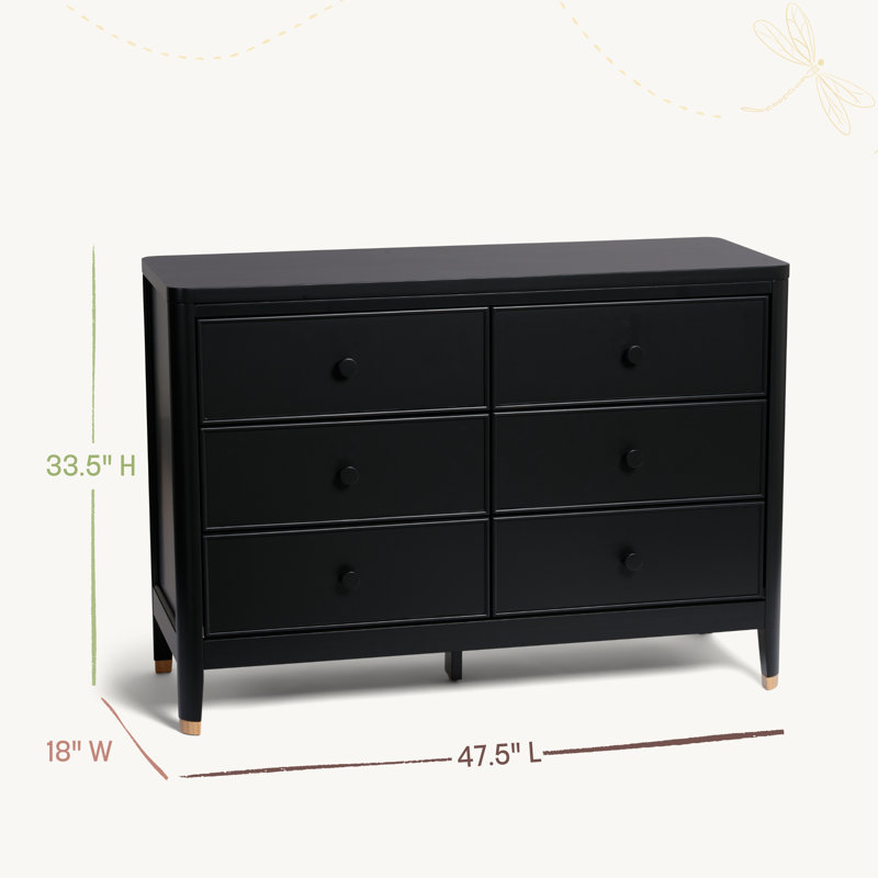 Little Seeds Aster 6-Drawer Dresser, Black