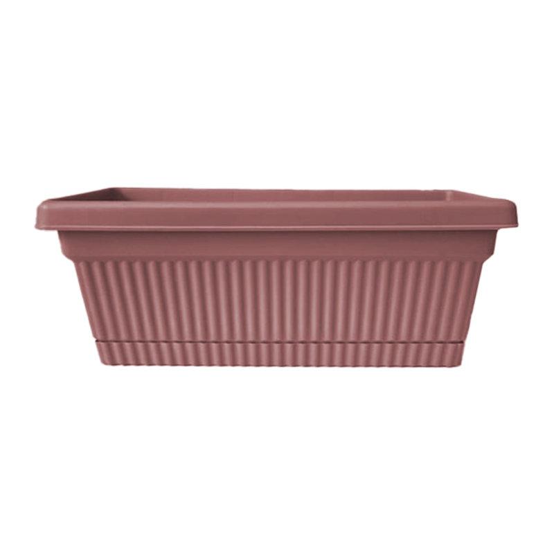 Vaneka 18-in Width Plastic Fluted Window Box Planter With Saucer Tray, Pink