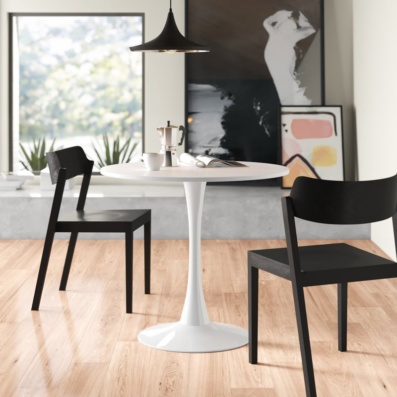 Table de salle à manger Ceballo Mid-Century pour 4 à 6 personnes, Noir, Noir, H 29 po x L 23,6 po x l 23,6 po 