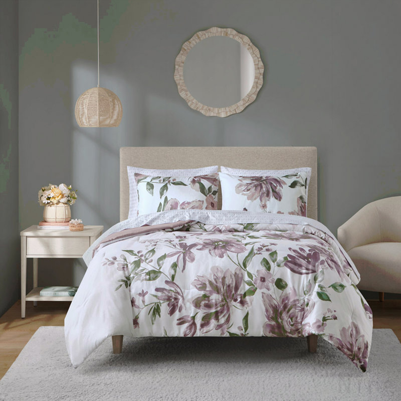 Queen Floral Comforter Set with Bed Sheets, Queen Comforter + 6 Additional Pieces