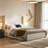 Caron Upholstered Wingback Bed / 52.3" High Headboard / Simplicity / Minimalist / Without Wooden Slats / Box Spring Request / Easy Assembly / King / Textured Ivory Canvas Chenille-763714779