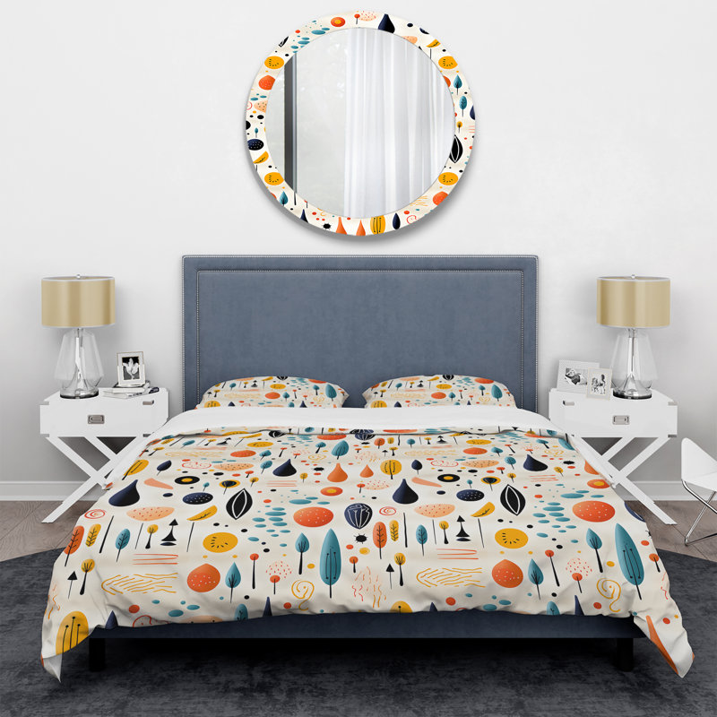 Ensemble de housse de couette rose à motif de formes botaniques III, Housse de couette pour très grand lit et 2 très