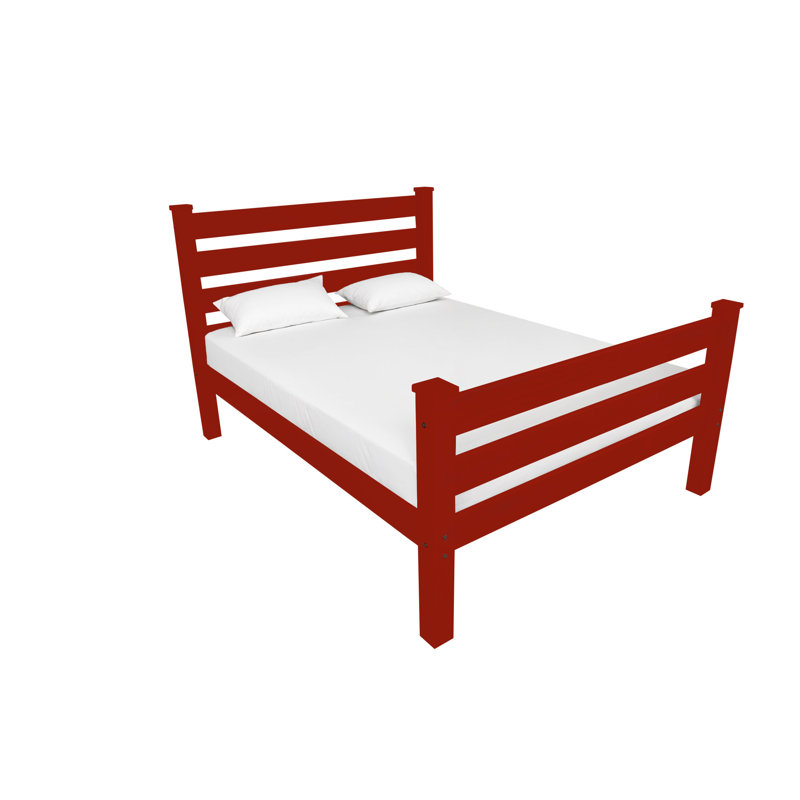 Red Solid Wood Full Bed Frame
