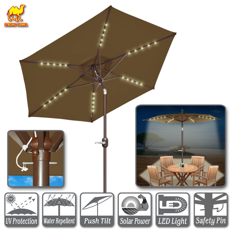 Parasol à DEL incliné pour l'extérieur, Brun