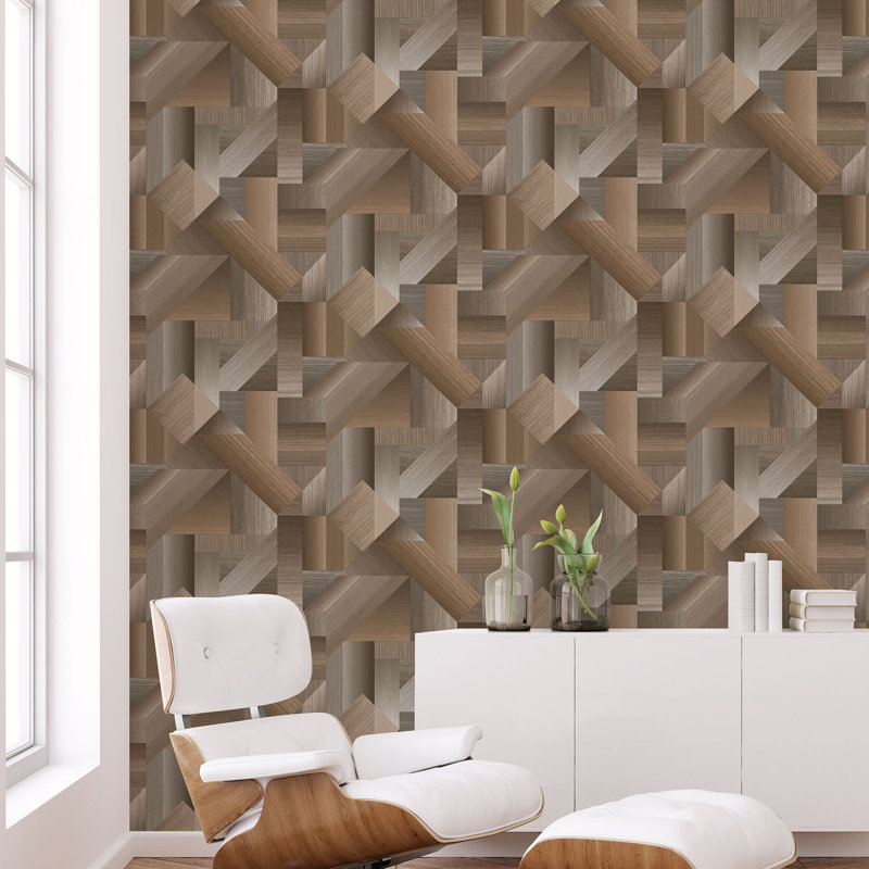 Abstract 10m X 53cm Wallpaper Roll, Brown