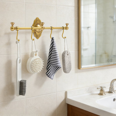  Wall Mounted Towel Rack with Hook