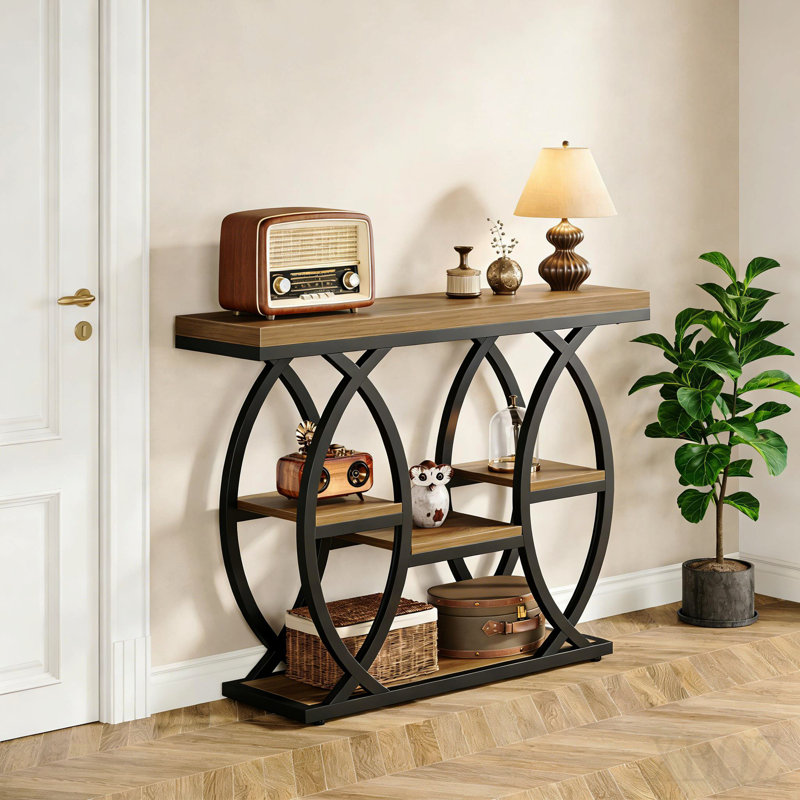 Table d'entrée classique, console pratique, table de canapé stable, Brown, Black