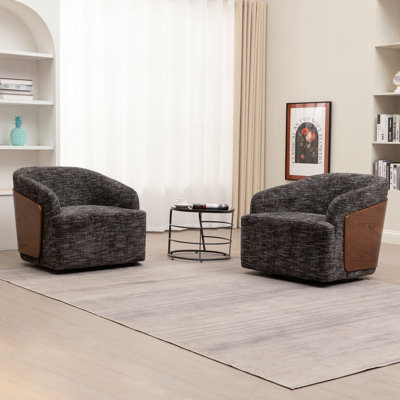 Andretta Linen Swivel Barrel Chair