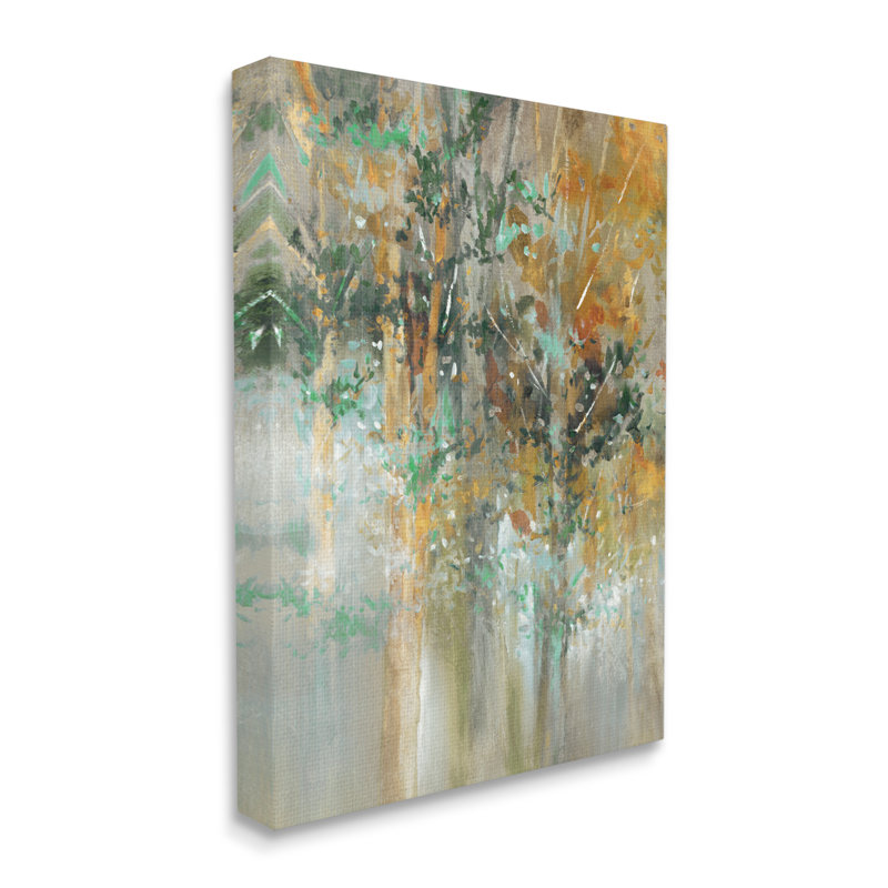 «Magical Woods Landscape surreal Trees Green Leaves» par K. Nari - impression, H 20 po x l 16 po, Toile tendue