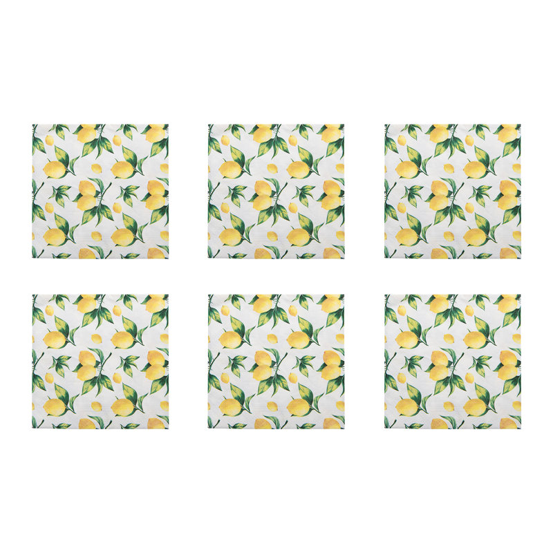Paquet de 20 serviettes citrons 3 plis déjeuner - ensemble de 6