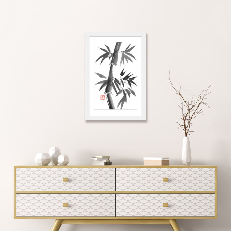 «Bamboo» par Péchane - impression d'art graphique, Papier encadré blanc, H 24 po x l 16 po x P 1 po, Blanc