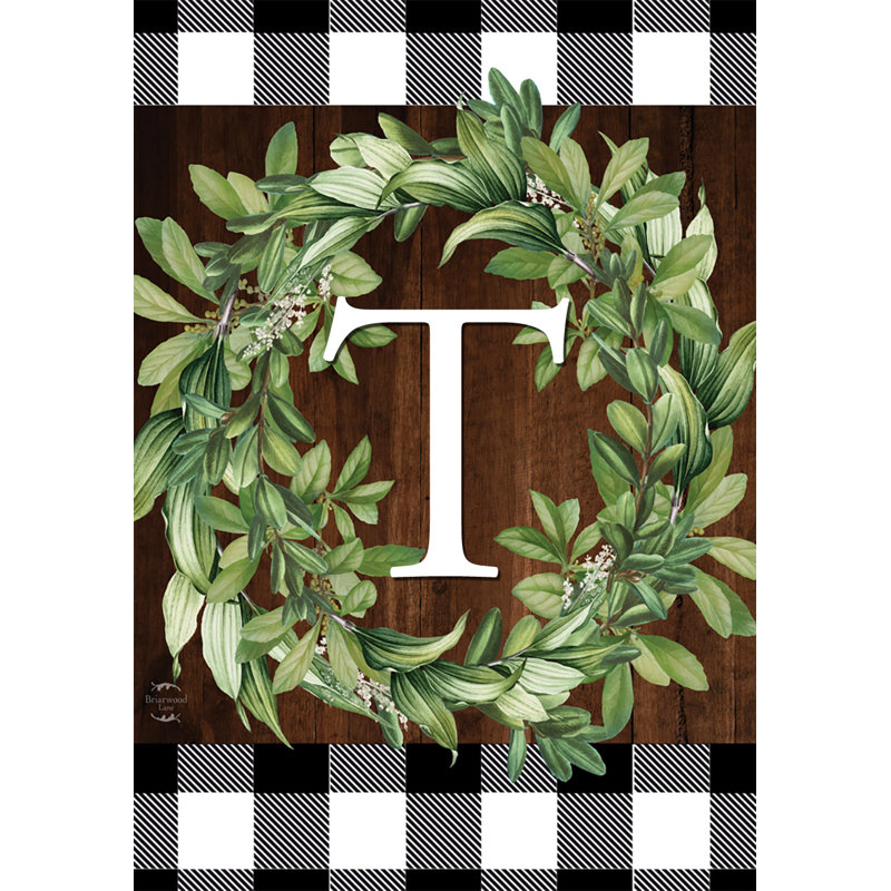 Wreath Monogram T Garden Flag