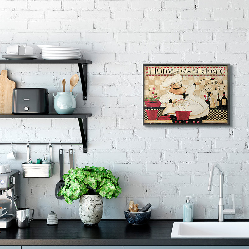 «Home is the Kitchen», charmant chef rétro surdimensionné, estampe numérique encadrée par Dan DiPaolo