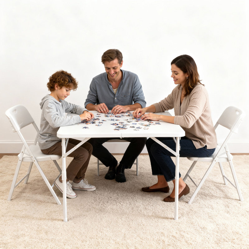 Table de jeu pliante de 86 cm (34 pouces), table carrée portative à hauteur réglable, table de jeu et utilitaire pliable
