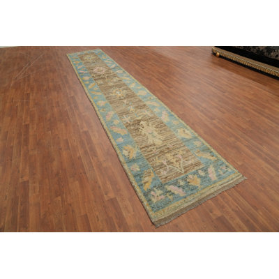 Vegetable Dye Oushak Turkish Runner Rug 3x16