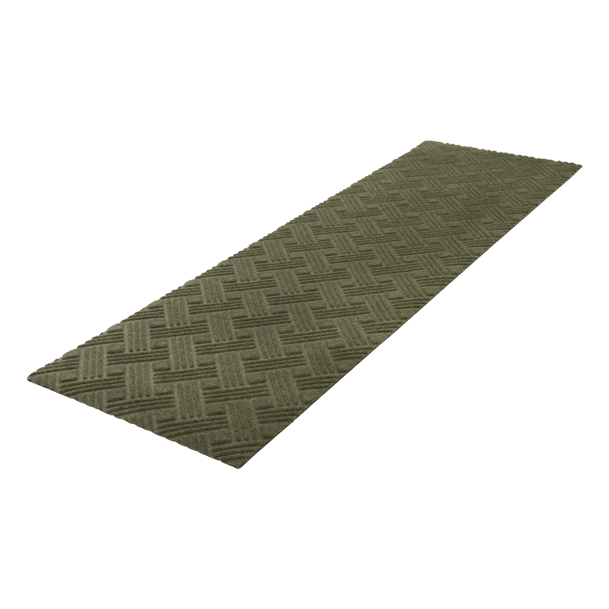 WaterHog Luxe Classic Thatch Non-Slip Indoor Outdoor Door Mat, Olive, 21.5" W x 70" L