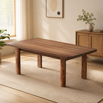63″ Rectangle Farmhouse Dining Table for 4 to 6, Kitchen Table with Solid Wood Legs and Thickened Top