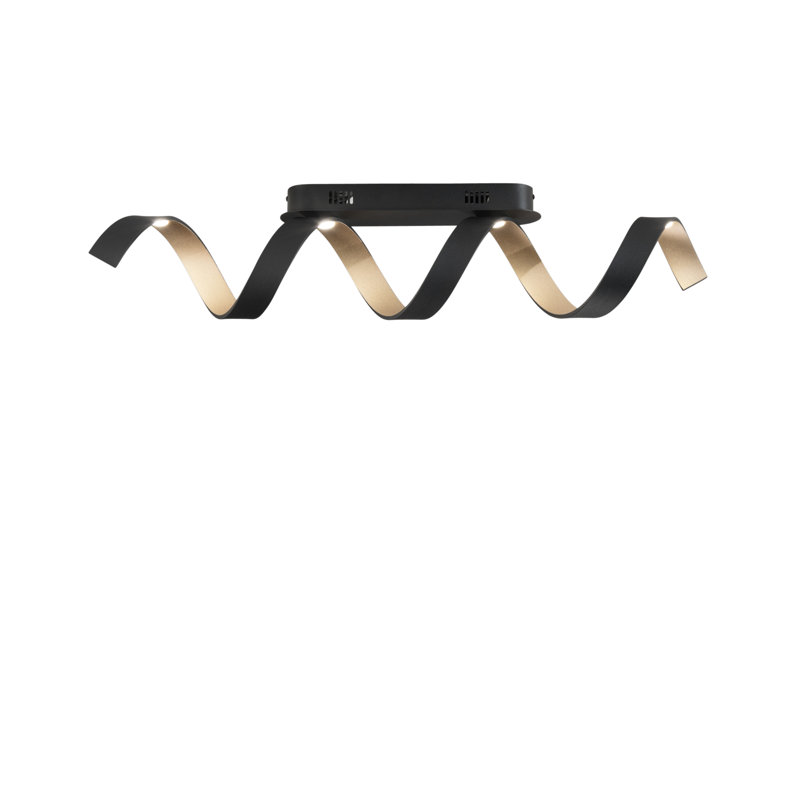 Acrylic LED Flush Mount, Black/Gold, 4000 Kelvins