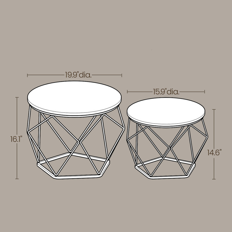 Ensemble de 2 tables basses Keema, Brun rustique