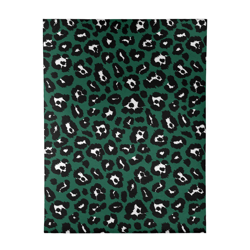 Vert imprimé animal/noir/Tapis décoratif blanc, Rectangle 4 pi x 6 pi