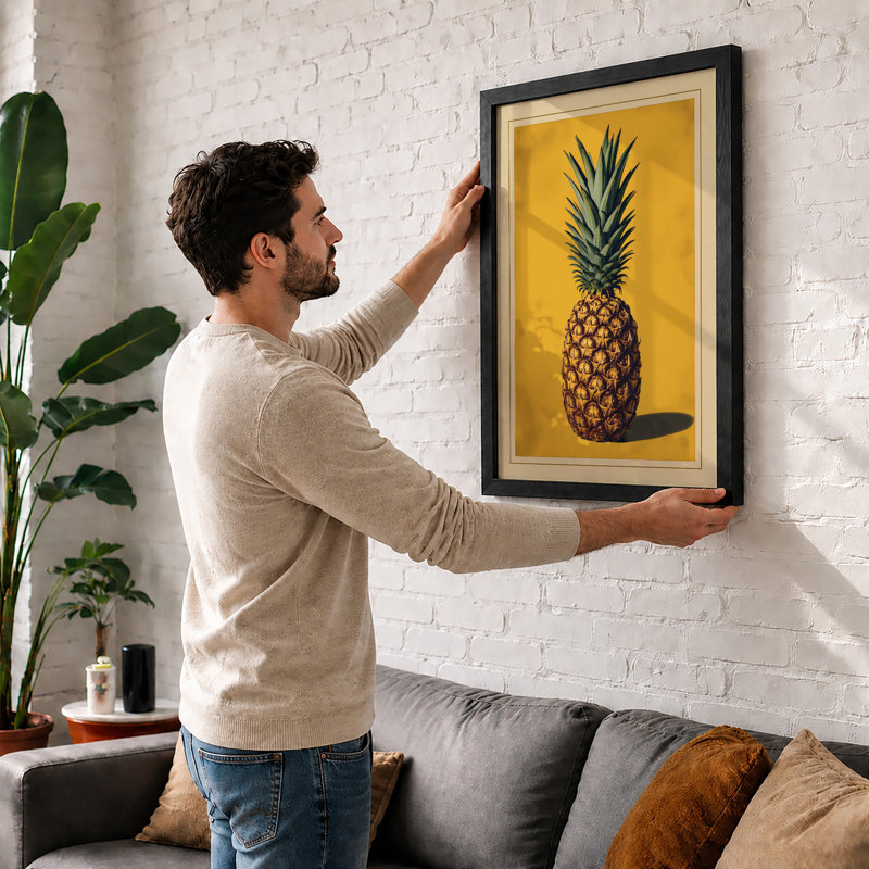 Centred Pineapple Modern - Print, A1 - 84.1 x 59.4 cm, Black