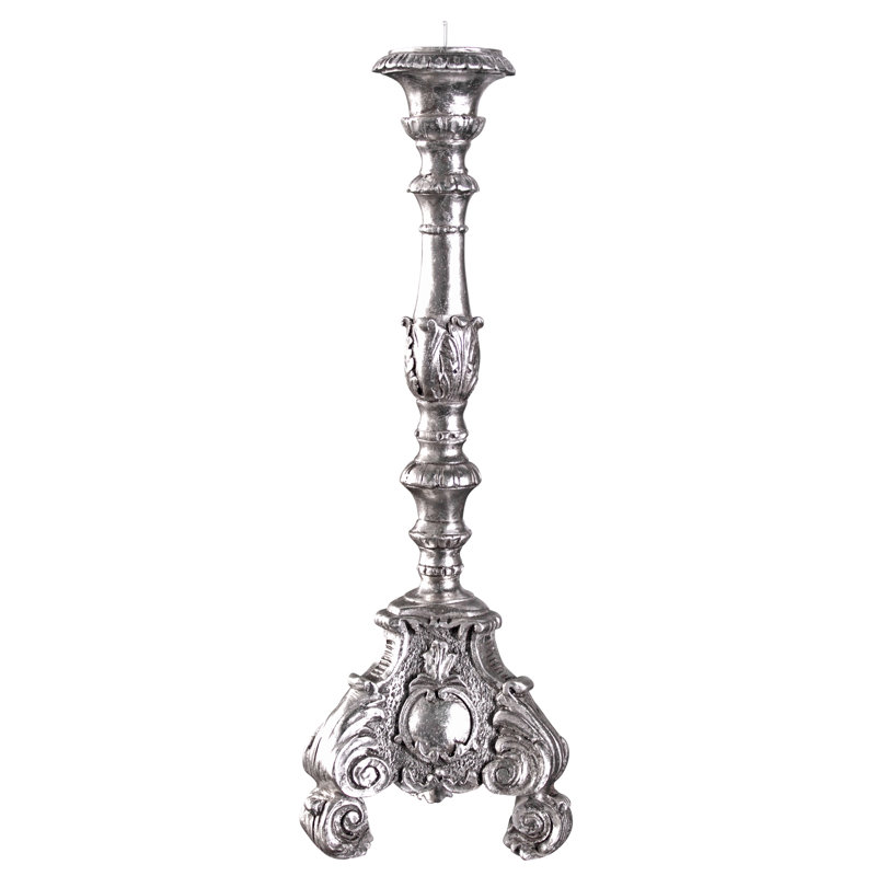 Medium Antique Bronze Resin Scroll-Footed Candlestick