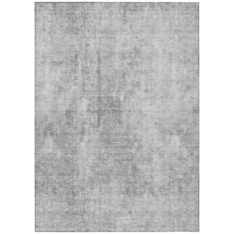 Tapis extérieur lavable abstrait gris et argent 8 pi x 10 pi gris anthracite