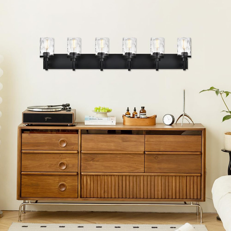 Luminaire de meuble-lavabo Modern, H 7,8 po x l 44 po x P 6,9 po, Noir mat, 3 lumières