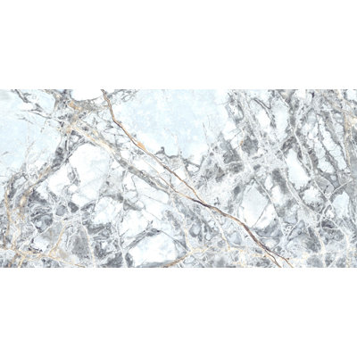 24 po x 48 po - Carreau de porcelaine (56 pièces) - Bleu glacier avec mélange de tons de gris GLACIER, intérieur