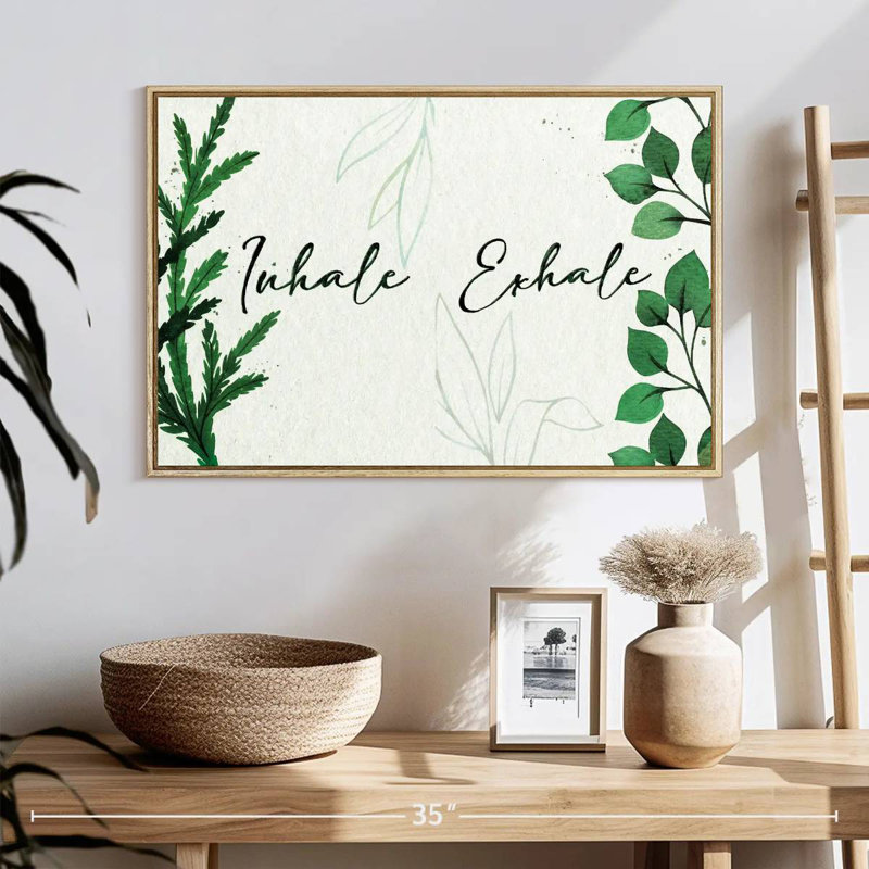 Inhale Exhale Zen II, Cadre flottant en bois naturel, 25 po x 17 po