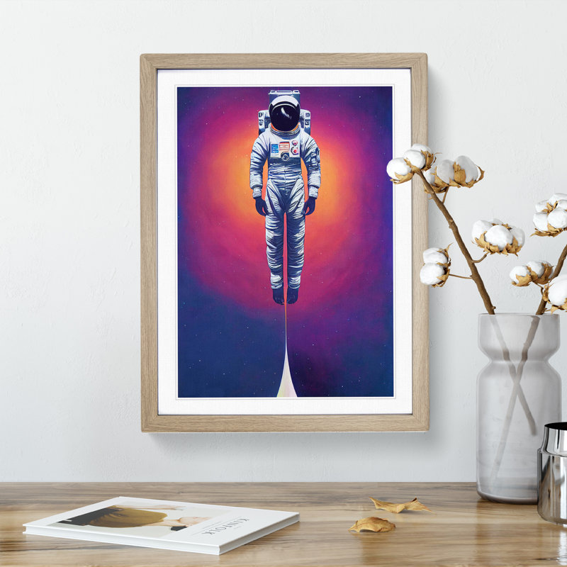 Ascending Astronaut - Single Picture Frame Print, 46cm H x 34cm W, Light Brown