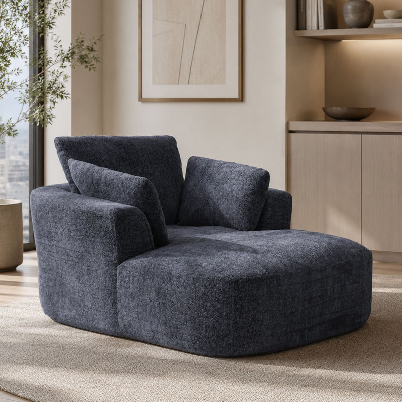 MIMO Chenille Foam Recliner Sofa Bed, Gray