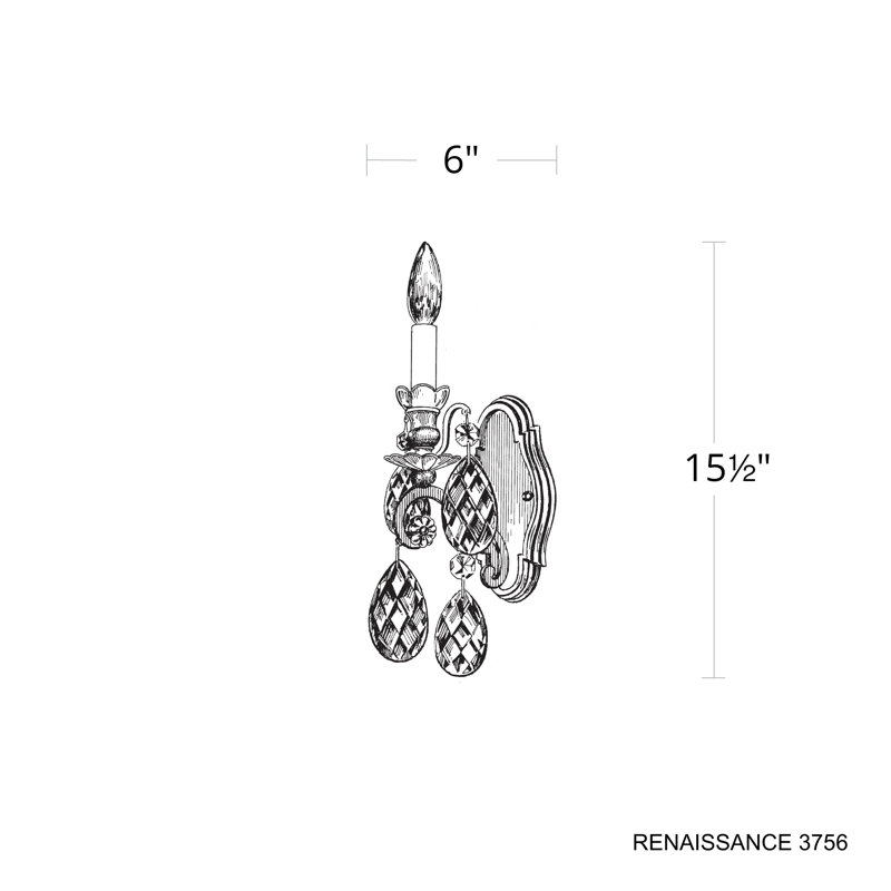 Renaissance 1 - Light Candle Wall Light, Heirloom Gold, Handcut Clear