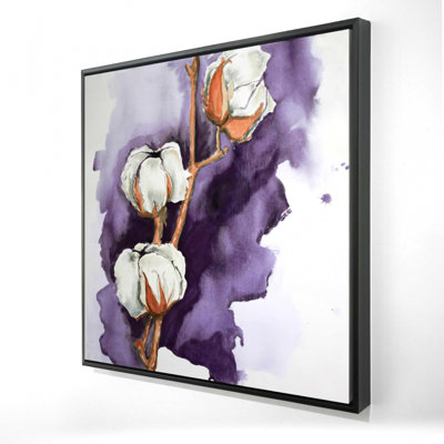 "Fleurs de coton sur fond mauve"
