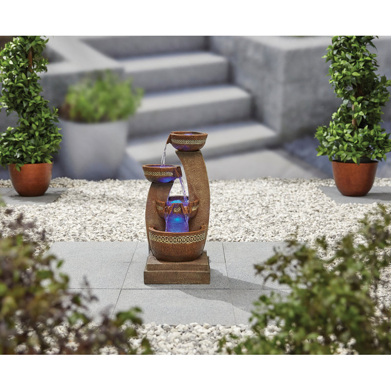 Wetzel Easy Fountain Azure Columns with Lights Mains Plugin Powered Water Feature