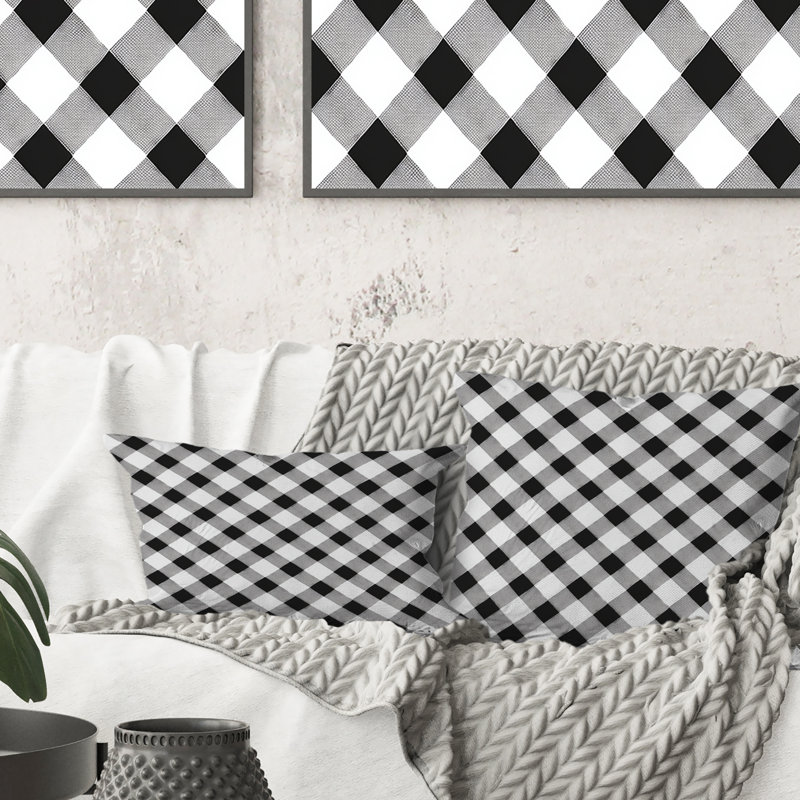 Coussin noir moderne Houndstooth I - Modern