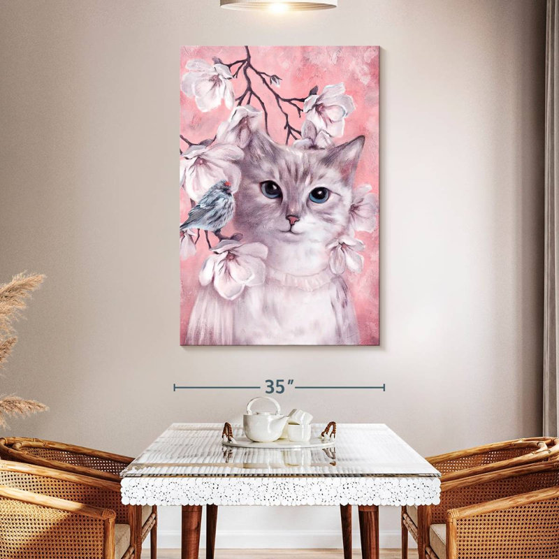 Chat rose Brampt, H 51 po x l 34 po