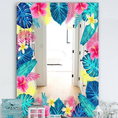 Tropical Mood Blue 10 - Farmhouse Mirror - Floral