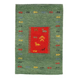 Green Hand Knotted Gabbeh Rug 2'X 3'