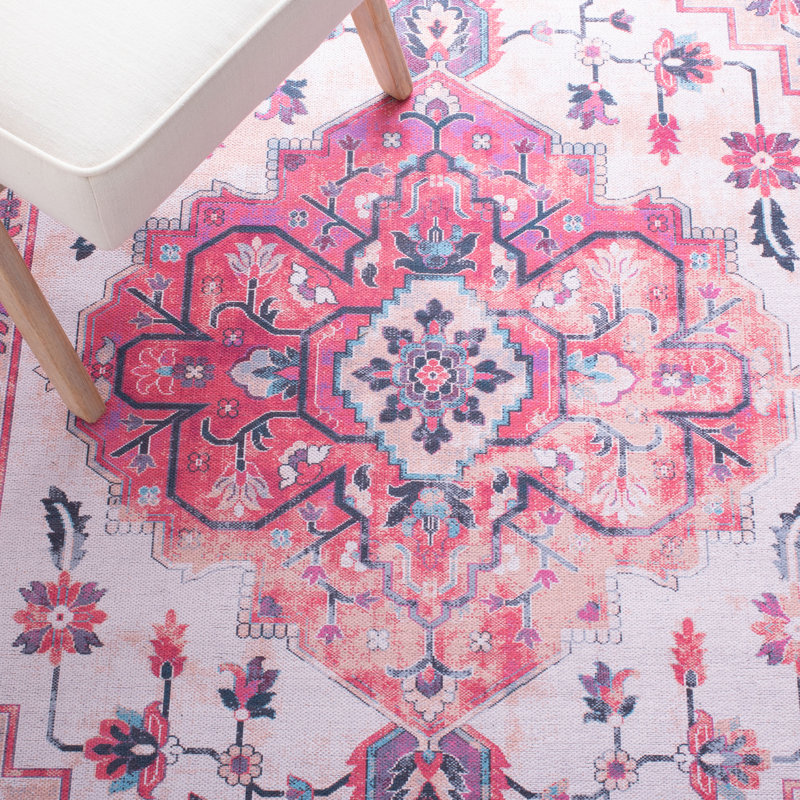 Tapis ivoire / bleu clair Aminah, Carré 6 pi 7 po