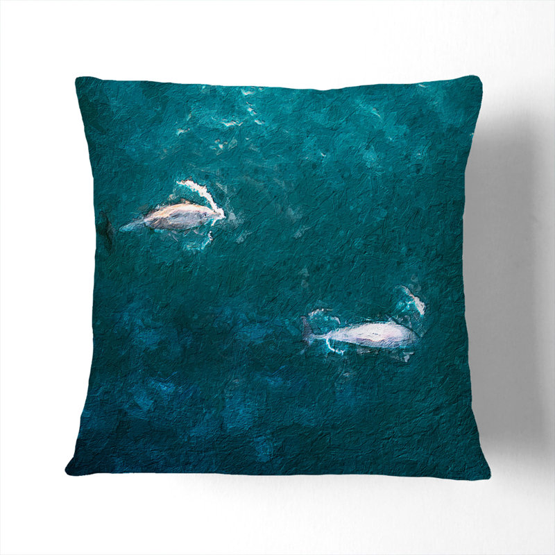 Dolphins Heading North Square Throw Cushion, 55cm H x 55cm W x 20cm D